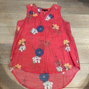 Fred David Womens Floral Sleeveless Top M Coral